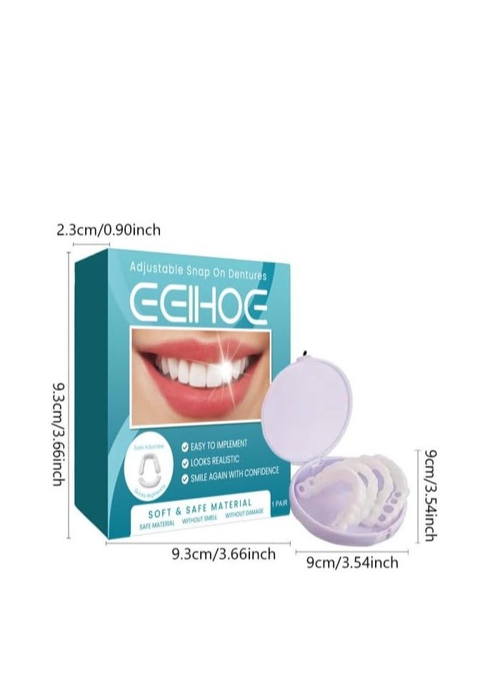 EELHOE 1 Pairs Temporary Teeth Perfect Cover, Cosmetic Veneers Teeth Temporary Dentures, Adjustable Snap On, Moldable False Teeth for Beautiful Smile, Nature and Comfortable, Fit Whitening Flex Den - Image 2