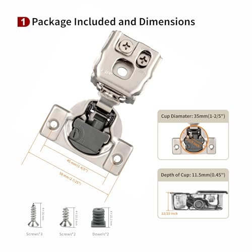 STIANC 20 Pack 1 14 Overlay 4D Soft Close Hinges for Face Frame Kitchen Cabinet Adjustable Closing Speed Quiet SelfShut Door 105 Degree - Image 3