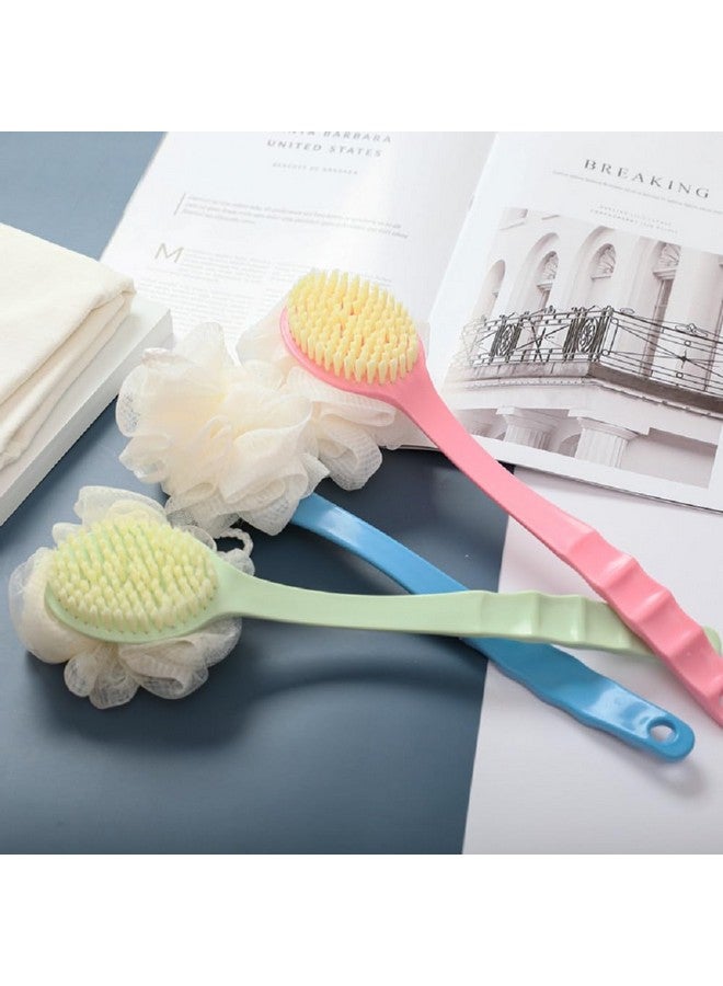 Naivete 2 In 1 Loofah With Long Handle Body Brush/Double Sided Bath Brush Scrubber/Massage Brush For Men & Women, (Pack Of 1, Multi Colour) - Image 4