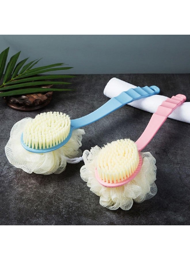 Naivete 2 In 1 Loofah With Long Handle Body Brush/Double Sided Bath Brush Scrubber/Massage Brush For Men & Women, (Pack Of 1, Multi Colour) - Image 3