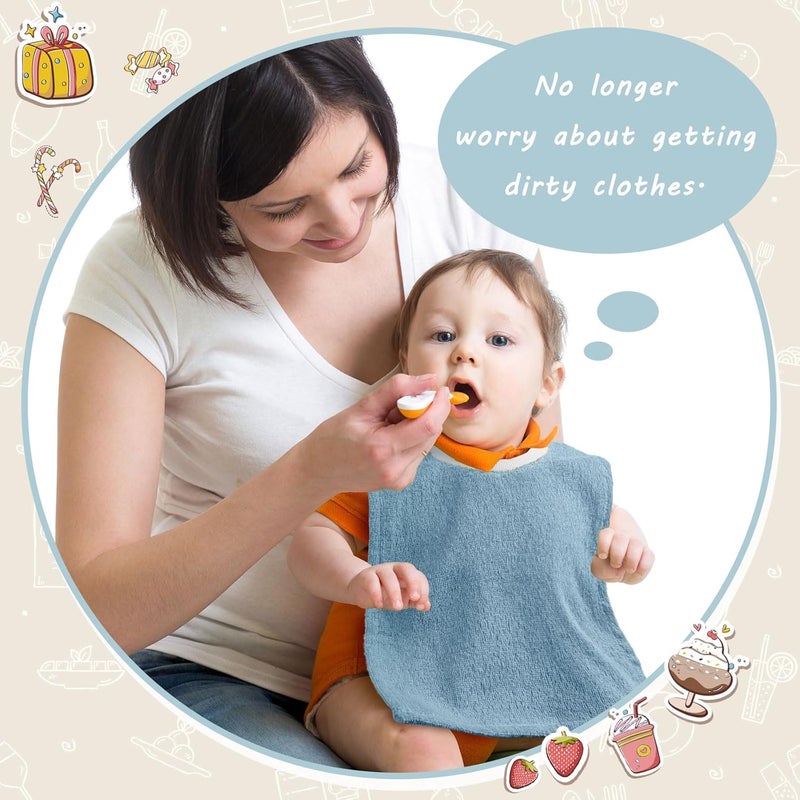 Foaincore 6 Pcs Pullover Baby Bibs Cotton Terry Toddler Absorbent Infant for Feeding and Drooling Towel Slip on BibBright Color - Image 5