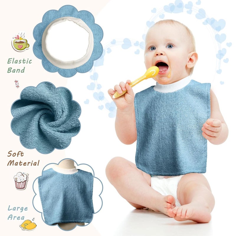 Foaincore 6 Pcs Pullover Baby Bibs Cotton Terry Toddler Absorbent Infant for Feeding and Drooling Towel Slip on BibBright Color - Image 4
