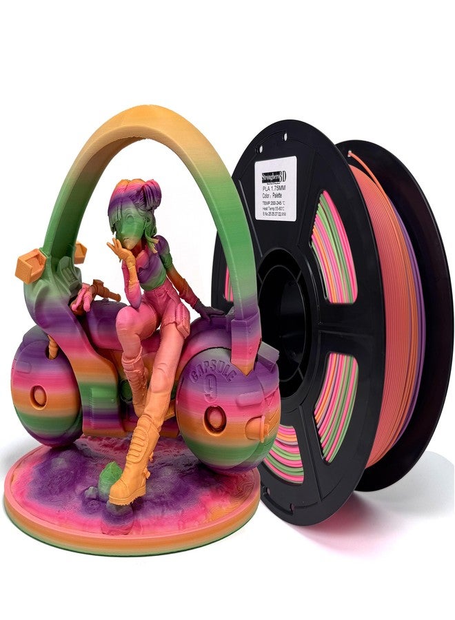 Stronghero3D خيوط طابعة ثلاثية الأبعاد Stronghero3D PLA، قطر 1.75 مم، خيوط PLA بألوان قوس قزح غير لامعة، متعددة الألوان، الوزن الصافي 1 كجم (2.2 رطل) - Image 1