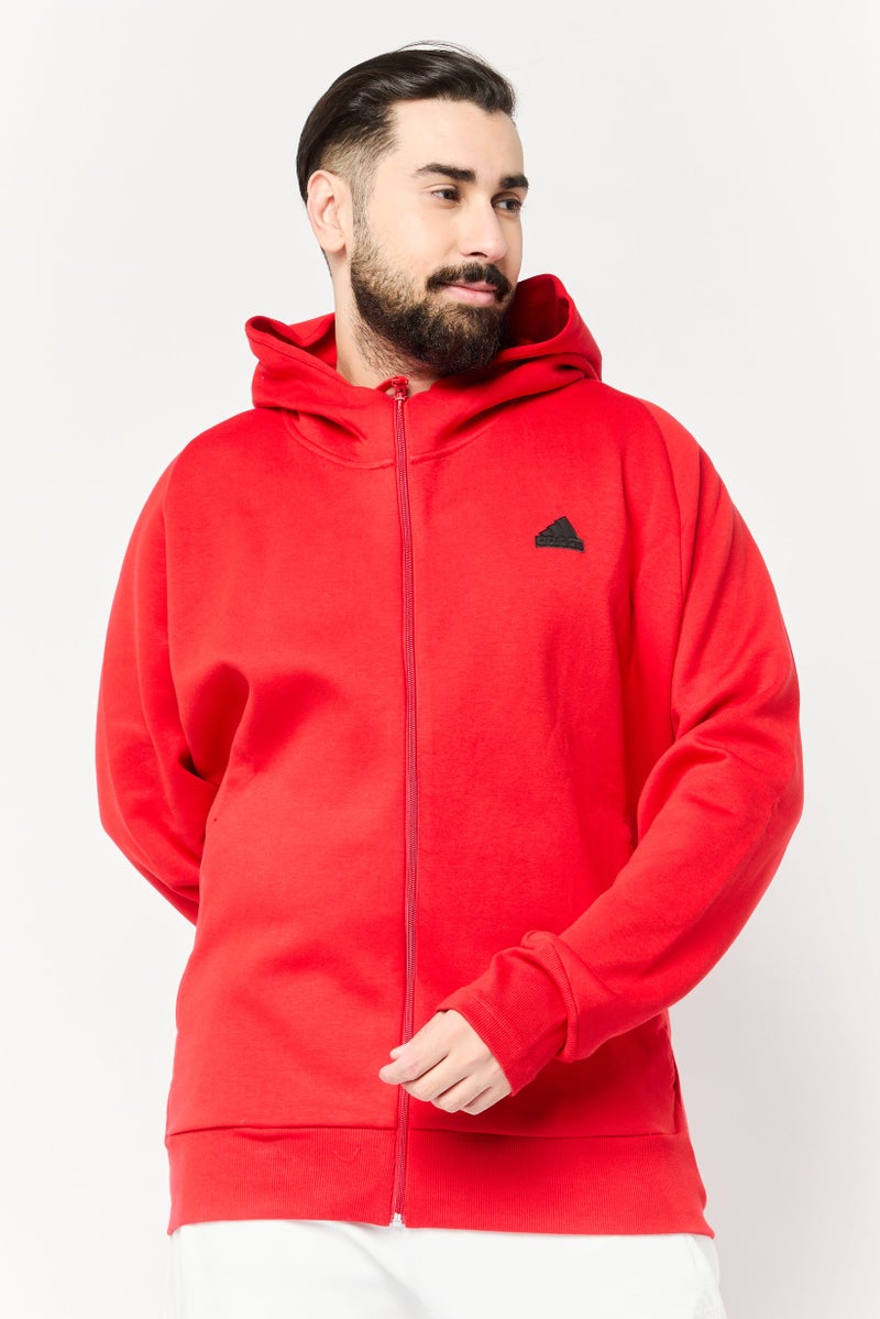 Adidas Men Sportswear Fit Long Sleeve Outdoor Sweatshirt, Red  - Image 1