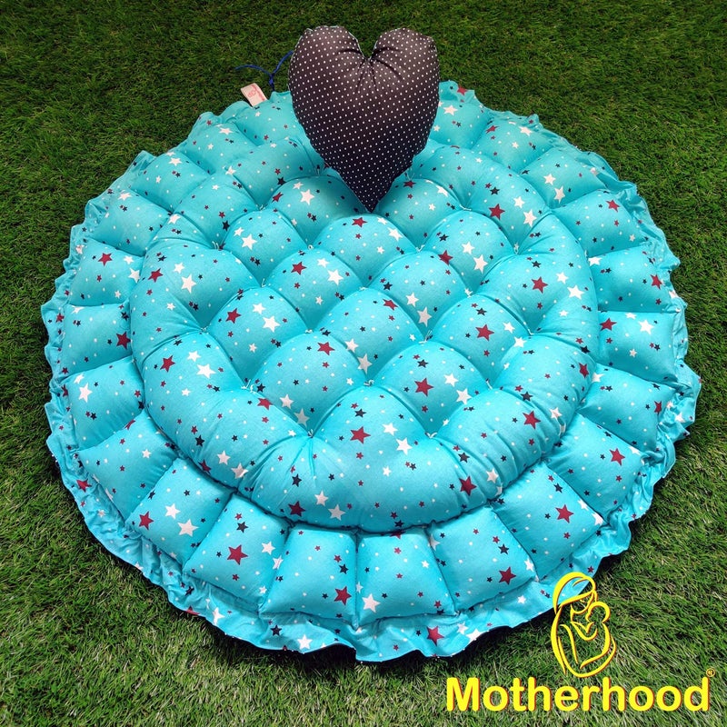 MOTHERHOOD MOTHERHOOD Round Baby Tub Bed 1 Pc HeartShaped Pillow Big Size Luxury Mattress Sleeper Bedding Set Safe Cotton Fabric with RFilled UltraSoft Comfortable for Newborn Sky - Image 2