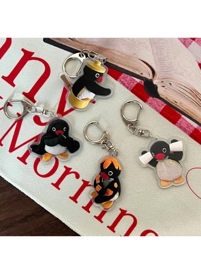Generic Cartoon Anime Cute Penguin Key Chain Bag Pendant Gift Micro Landscape Decoration Ring Jewelry Frog Bear Acrylic Keychain-Color:A07-Ships From:CHINA  - Image 3