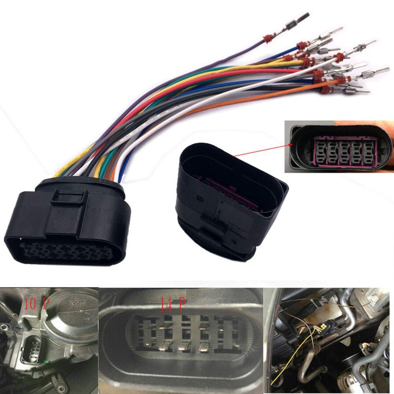 Xenon Headlight 10 to 14 Pin Wiring Harness Connector Plug Adapter Compatible with VW AUDI