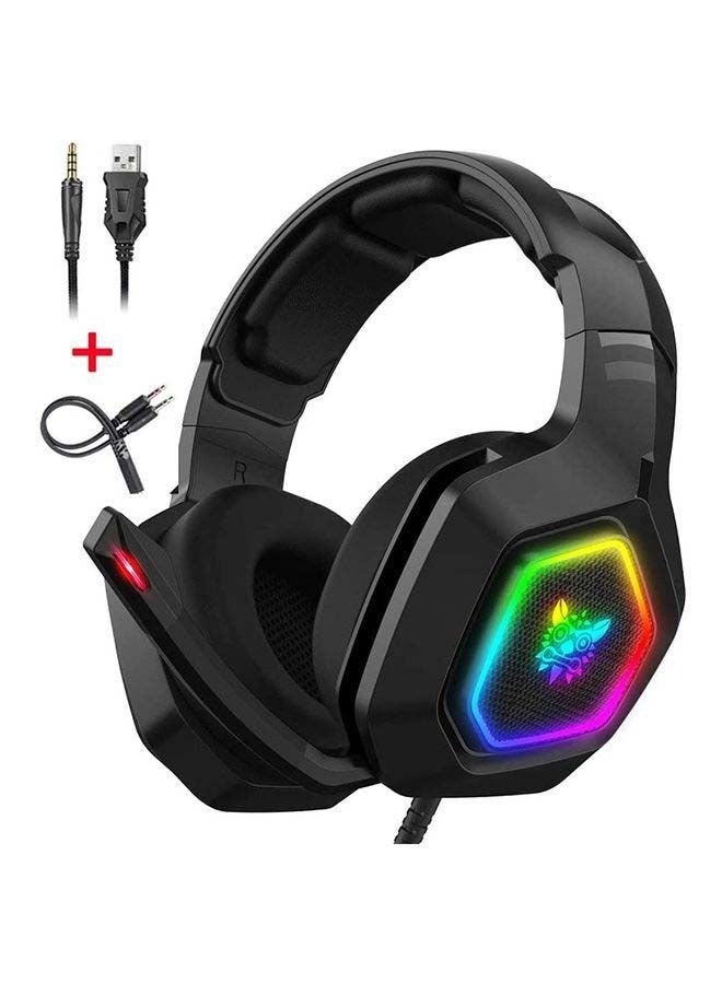 onikuma K10 Gaming Headset – Surround Sound, Pro Noise-Cancelling Mic, RGB LED Lights, Comfortable Over-Ear Headphones for PC, PS4, Xbox, Mobile – Black - Image 2