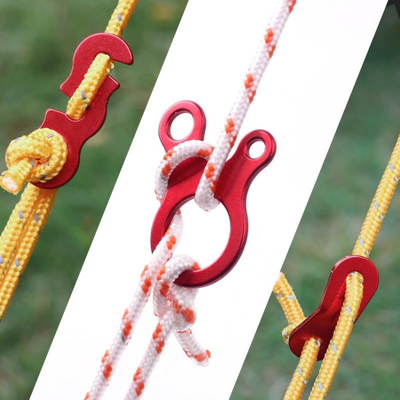 YERGOFE Guyline Tensioners Tent Rope Tensioners - 36 Pcs - 3 Types Each 12 Pcs Alloy Cord Tensioner Camping Tent Guyline Cord Adjuster Combination Camping Gear, Red - Image 3