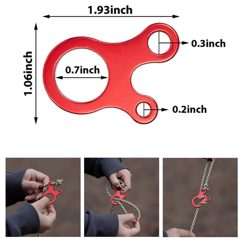 YERGOFE Guyline Tensioners Tent Rope Tensioners - 36 Pcs - 3 Types Each 12 Pcs Alloy Cord Tensioner Camping Tent Guyline Cord Adjuster Combination Camping Gear, Red - Image 5