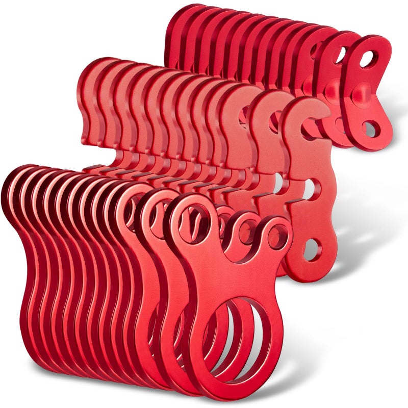 YERGOFE Guyline Tensioners Tent Rope Tensioners - 36 Pcs - 3 Types Each 12 Pcs Alloy Cord Tensioner Camping Tent Guyline Cord Adjuster Combination Camping Gear, Red - Image 1