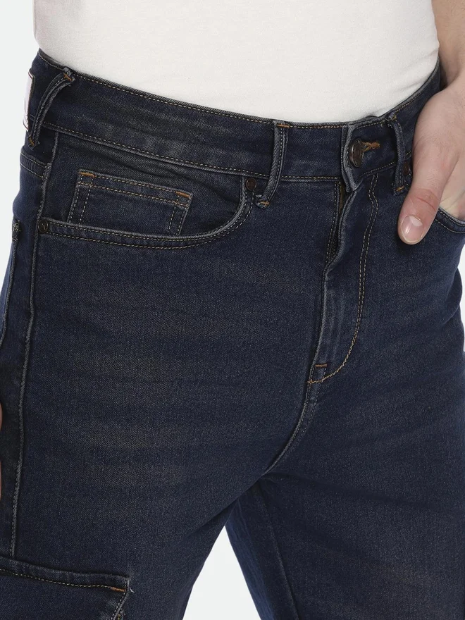 Dennis Lingo  Dark Wash Straight Fit Cargo Jeans for Men | Best Price UAE