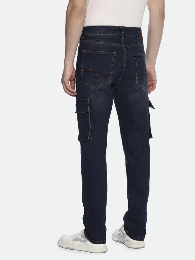 Dennis Lingo  Dark Wash Straight Fit Cargo Jeans for Men | Best Price UAE