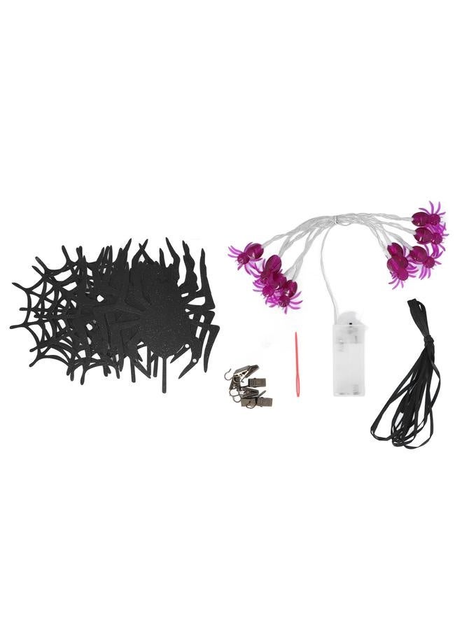NIBEMINENT LED Spider String Light Warm Light with Paper Spider and Web Halloween Decoration Lights for Party Arrangement  - Image 1