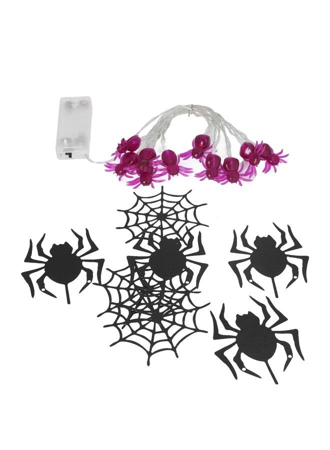NIBEMINENT LED Spider String Light Warm Light with Paper Spider and Web Halloween Decoration Lights for Party Arrangement  - Image 2