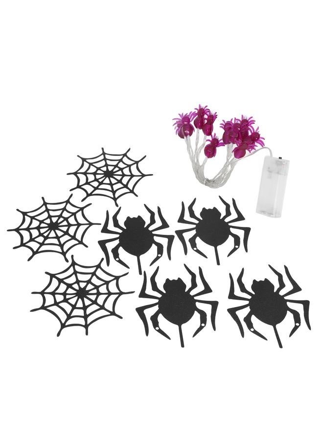 LED Spider String Light Warm Light with Paper Spider and Web Halloween Decoration Lights for Party Arrangement