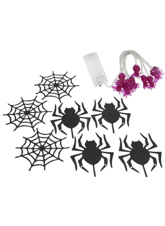 NIBEMINENT LED Spider String Light Warm Light with Paper Spider and Web Halloween Decoration Lights for Party Arrangement  - Image 4