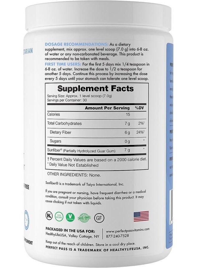 Perfect Pass Prebiotic PHGG Partially Hydrolyzed Guar Gum 210g Powder - 100% Natural Gluten Free Non GMO - Certified Kosher Vegetarian Sugar Free - Image 2
