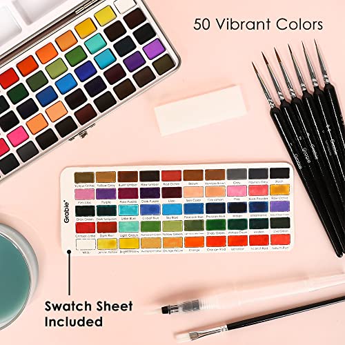 Grabie 50 Colors Watercolor Paint Set, Detail Paint Brush Included, Watercolor Paints, Painting Sets, Art Supplies for Painting, Travel Watercolor Set, Amateur Hobbyists - Image 3
