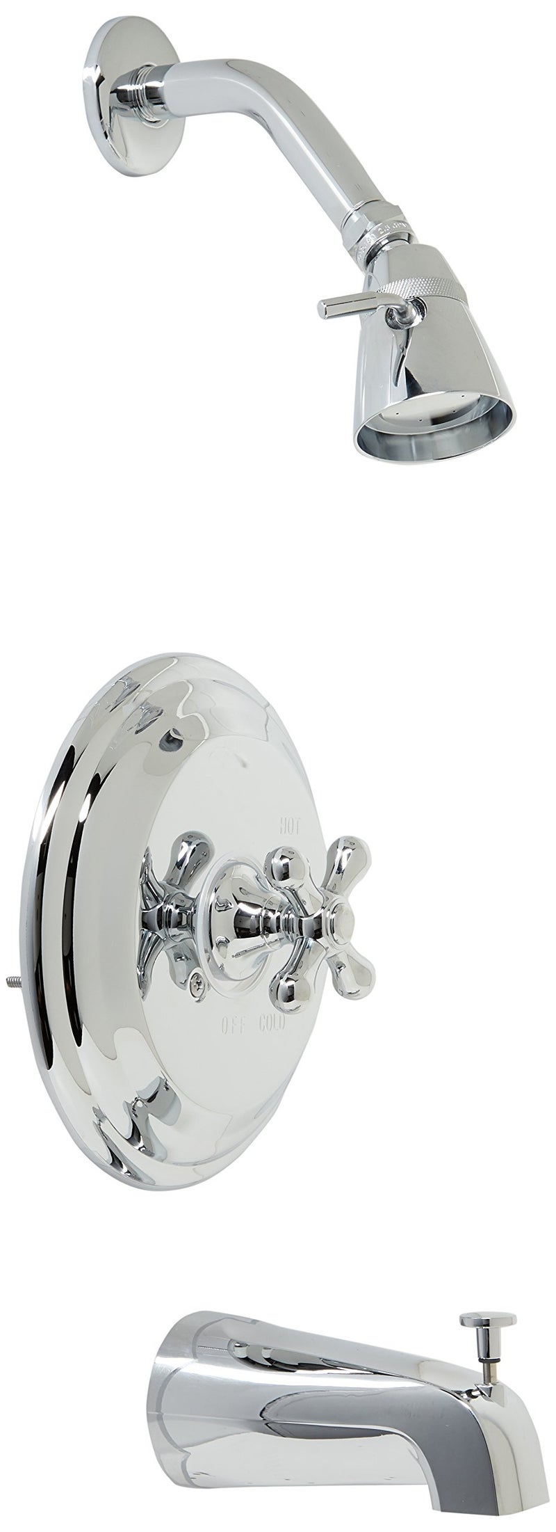 Elements of Design EB3631AX St. Louis Single Handle Tub & Shower Faucet, 7-1/2" Diameter Escutcheon, Polished Chrome - Image 3