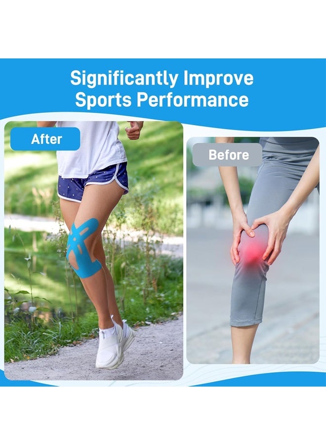 مرح شريط كينزيولوجي للركبتين، 10 قطعة شريط للركبة لتخفيف آلام الركبة، مقطوع مسبقًا، خالٍ من اللاتكس، يدعم العضلات والمفاصل، شريط كينزيولوجي للركبة مقطوع مسبقًا، مقاوم للماء ومرن - Image 3