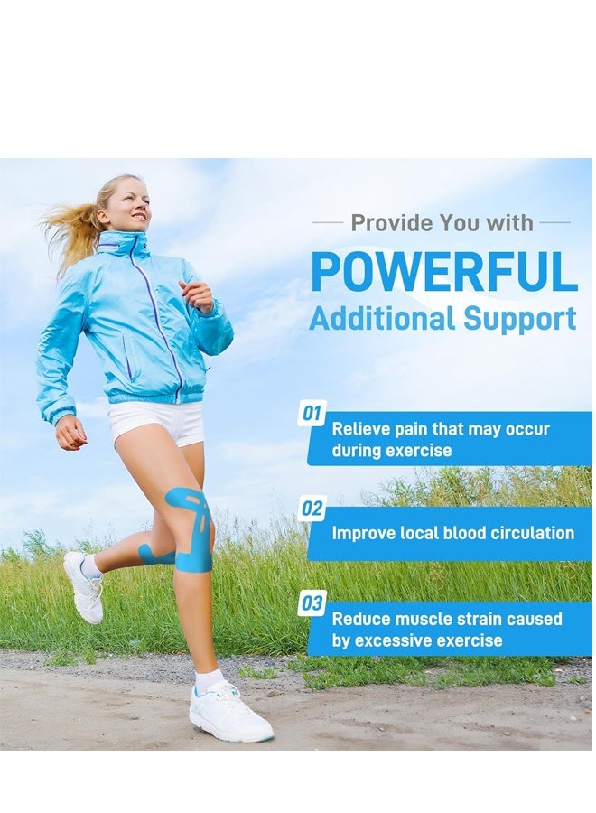 مرح شريط كينزيولوجي للركبتين، 10 قطعة شريط للركبة لتخفيف آلام الركبة، مقطوع مسبقًا، خالٍ من اللاتكس، يدعم العضلات والمفاصل، شريط كينزيولوجي للركبة مقطوع مسبقًا، مقاوم للماء ومرن - Image 2