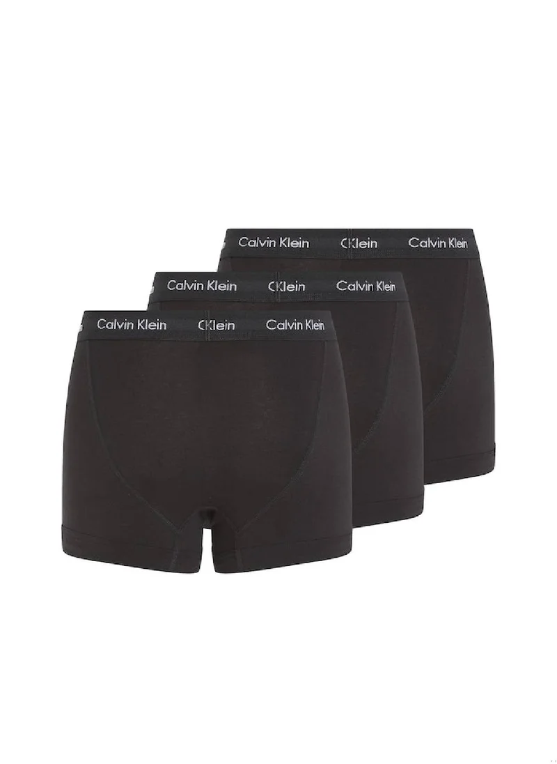 CALVIN KLEIN Men's 3 Pack Trunks - Cotton Stretch, Black/ White