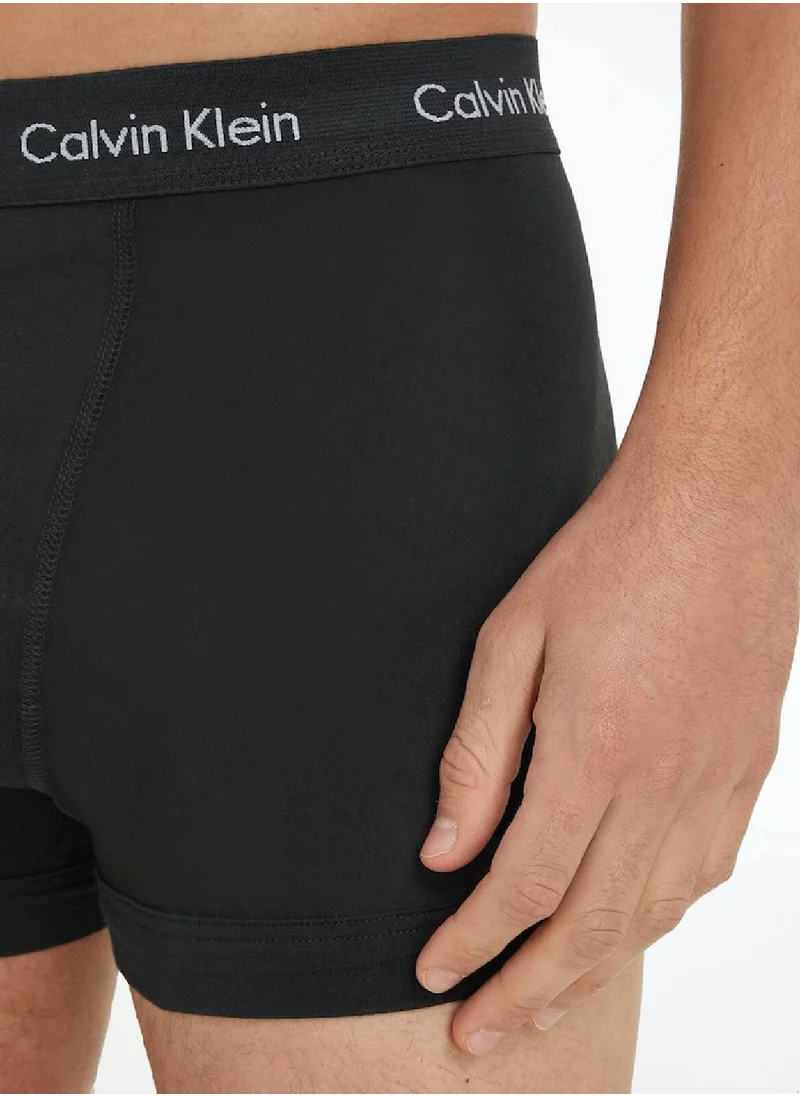 CALVIN KLEIN Men's 3 Pack Trunks - Cotton Stretch, Black/ White