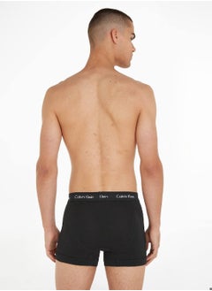 CALVIN KLEIN Men's 3 Pack Trunks - Cotton Stretch, Black/ White  - Image 4