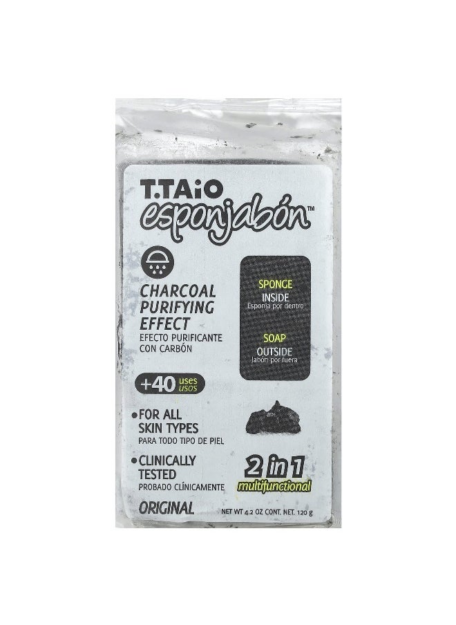 T. Taio T. Taio, Original Charcoal Soap-Sponge, Original, 4.2 oz (120 g)  - Image 1