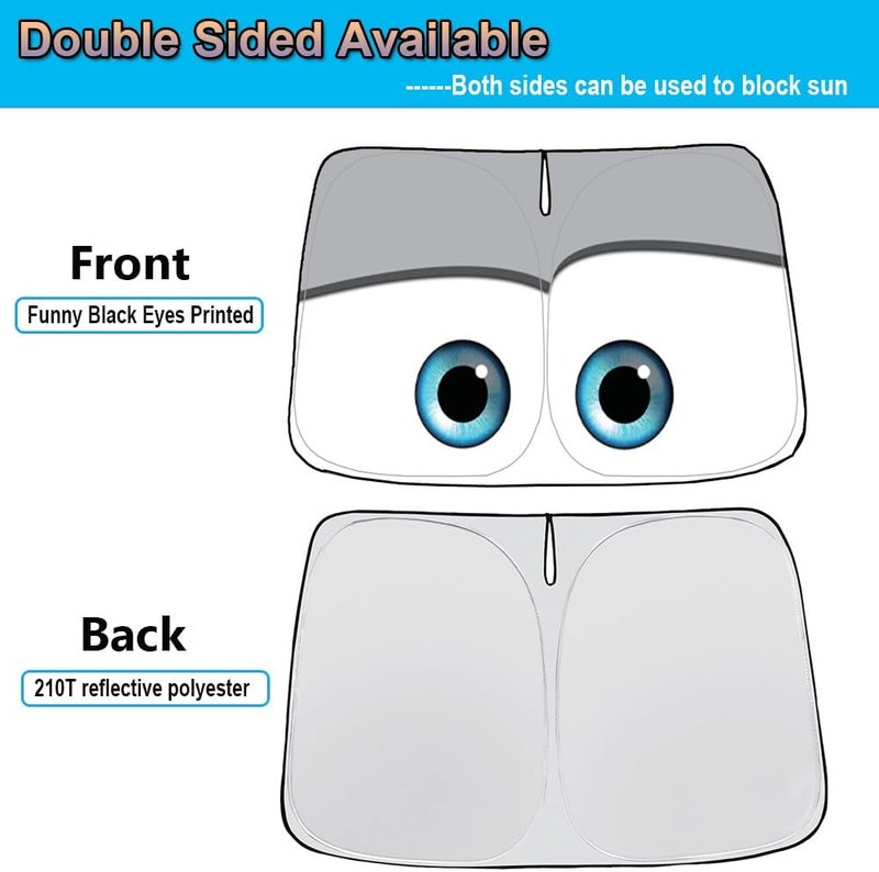 Güvenç Windshield Sun Shade for 2017-2026 Tesla Model Y/Model 3 Sunshade Accessories Foldable Sunshade (Fit 2025-2026 Model Y Juniper / 2024 Model 3 Highland) Blocks UV Rays Keep Car Cool (Grey Eyes) - Image 2