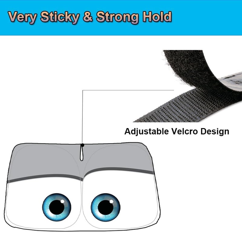 Güvenç Windshield Sun Shade for 2017-2026 Tesla Model Y/Model 3 Sunshade Accessories Foldable Sunshade (Fit 2025-2026 Model Y Juniper / 2024 Model 3 Highland) Blocks UV Rays Keep Car Cool (Grey Eyes) - Image 5