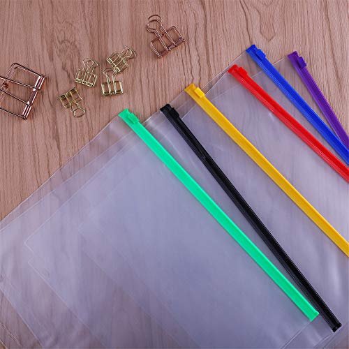 Antner 6 Pack Letter Size Binder Pockets for 3 Ring Binder, Multicolor Zipper Binder Pouches Loose Leaf Bags Document Folders, Waterproof PVC Binder Pockets Filing Bags for Business Office Supplies - Image 2