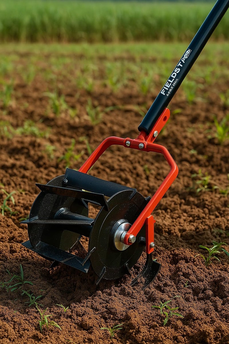 Fieldstar Multi Star Push/Pull Weeder with Handle | Manual Soil Miller, Crumbler & Roller Weeder | Heavy-Duty Carbon Steel Blade | Made in India | Ideal for Weed Removal & Soil Cultivation - Image 4