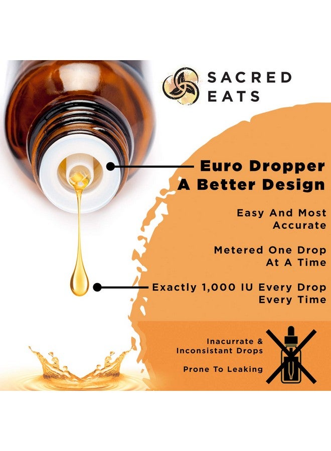 Sacred Eats Organic Liquid Vitamin D Drops for Kids & Adults, Sugar Free. Easy to Use 1,000 IU/Drop in Coconut MCT Oil. Lasts Months, Best for High Doses. Max Absorption VIT D3 Supplement. Great Taste (Citrus) - Image 4