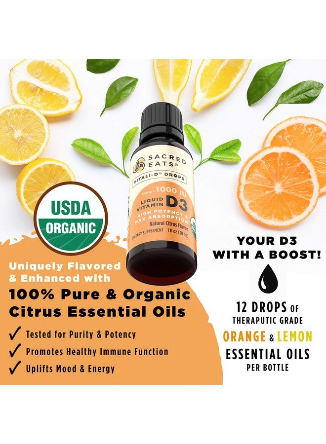 Sacred Eats Organic Liquid Vitamin D Drops for Kids & Adults, Sugar Free. Easy to Use 1,000 IU/Drop in Coconut MCT Oil. Lasts Months, Best for High Doses. Max Absorption VIT D3 Supplement. Great Taste (Citrus) - Image 5