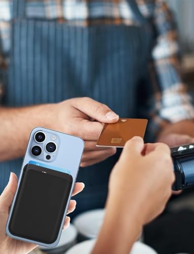 Mizi Unisex Magsafe Wallet, Magnetic Phone Vegan Leather Wallet - Slim 3 Cards Holder For Iphone 15/14/13/12 Series - Black - Image 3