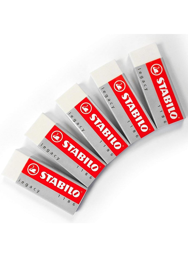 STABILO Stabilo  Legacy Large White PVC Rubber Erasers  PlasticiserFree  Pack of 5 