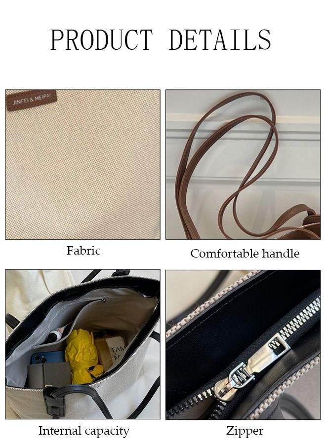 DUNISO Women's Shoulder Tote Bag Canvas Handbag For Women Large Capacity Bucket Bag Fashionable Travel Messenger Shoulder Bag for Ladies Girls College Students - Image 3