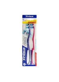 TRISA TRISA 8 Years And Above Perfect White Medium Manual Toothbrush (Pack Of 2) (Assorted Color)  - Image 1