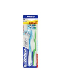 TRISA TRISA 8 Years And Above Perfect White Medium Manual Toothbrush (Pack Of 2) (Assorted Color)  - Image 2