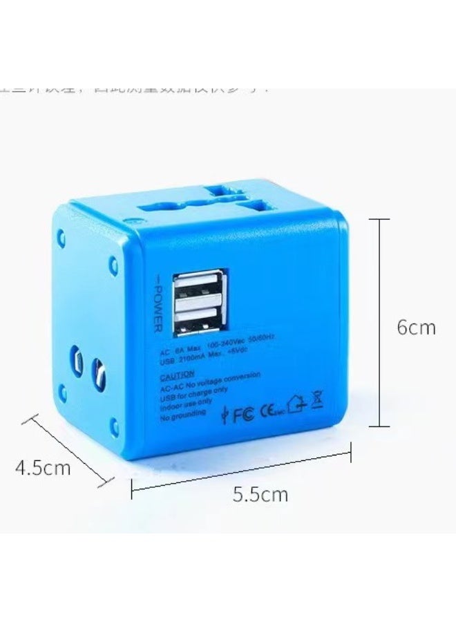 Chabeia 5 in 1Universal International Power Travel Plug Adapter, with 2.4A Dual USB-A,European Travel Plug Adapter ,for Europe USA UK AUS Asia ,Worldwide Universal Travel Adapter Plug Converter Charger Outlet ,1500W Multifunctional International Power Adapter Wall Charger with Child Safety Door,Global AC Outlet -Yellow - Image 2