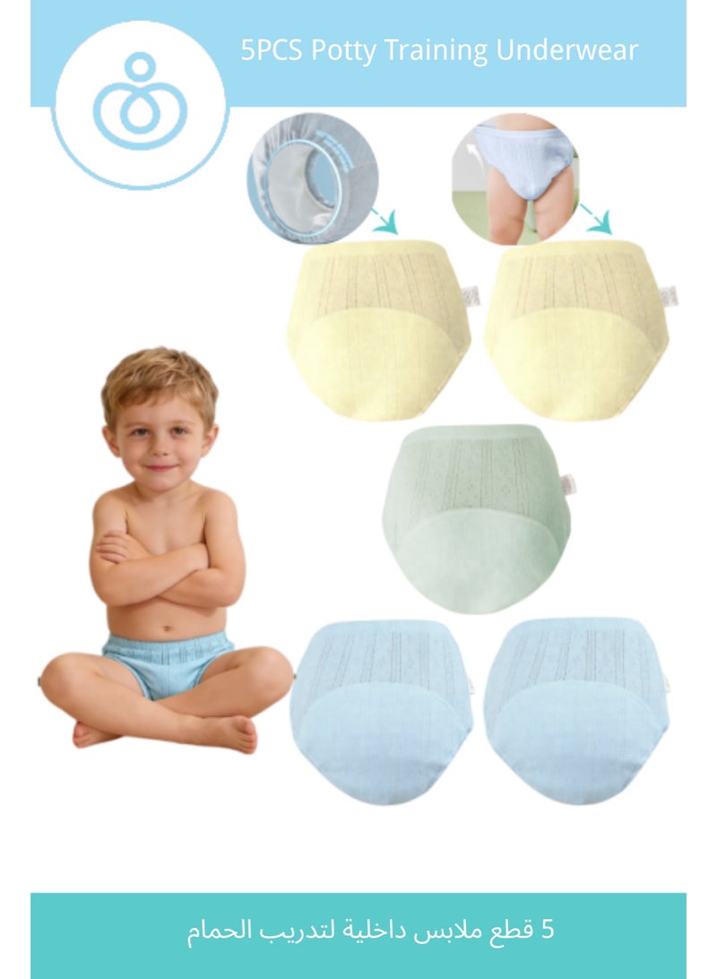 5-Pack Baby Boy Training Pants | 100% Combed Cotton Breathable Mesh 4-Layer Waterproof & Anti-Leak Potty Training Underwear - Image 1