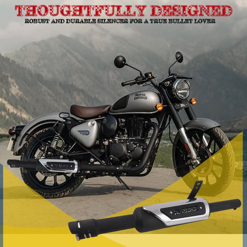 TOPBIRD TBSL022 Exhaust Silencer Modern Style Metal Iron Material with Durable & Sturdiness Compatible with Royal Enfield Bullet BS3 BS4 and BS6 Model (Black) - Image 4