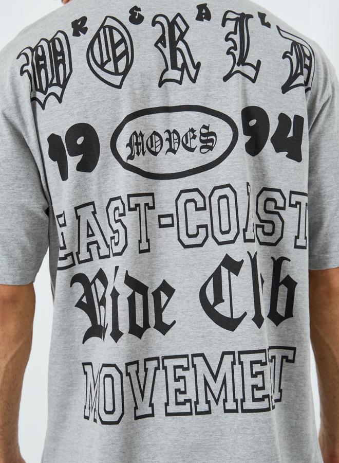 Styli Men Grey Graphic Print Oversized T-Shirt - Image 4