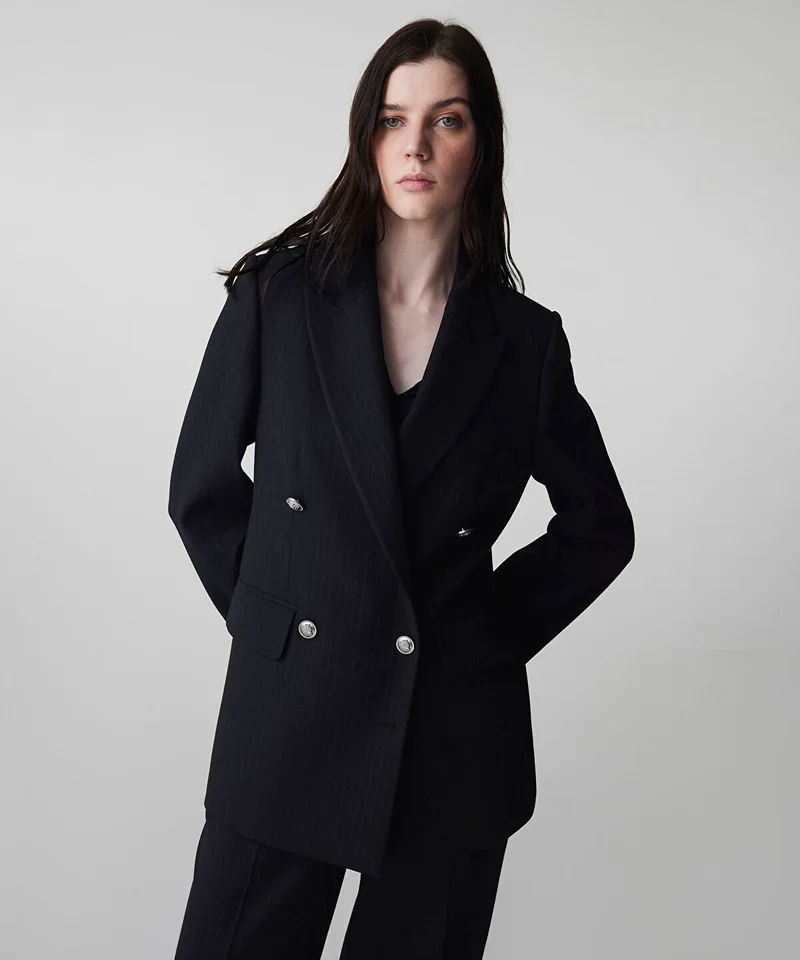 Ipekyol Striped Double-Breasted Blazer