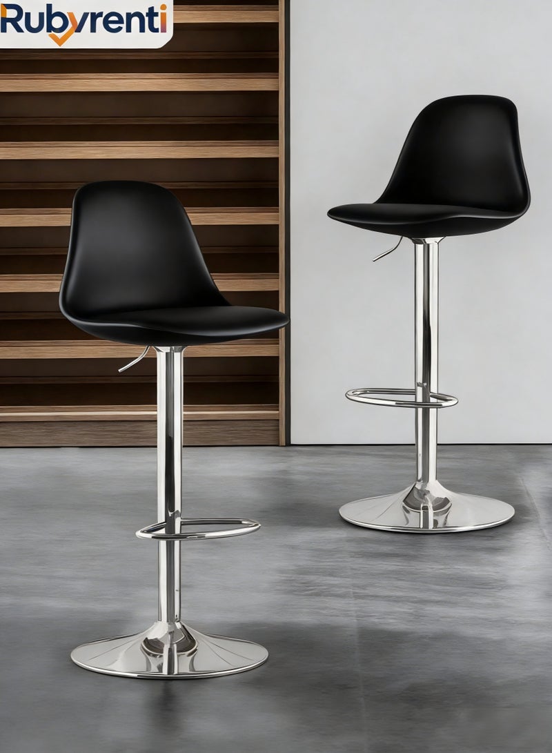 Rubvrenti 2PCS Bar Stool  Bar Chair  Chair Stool  High Bar Chair Swivel Pub Chair  Pub Chair With Back Rest Height Adjustable Bar Stools With Footrest Armless Counter Bar Chair For Home Kitchen - Image 1