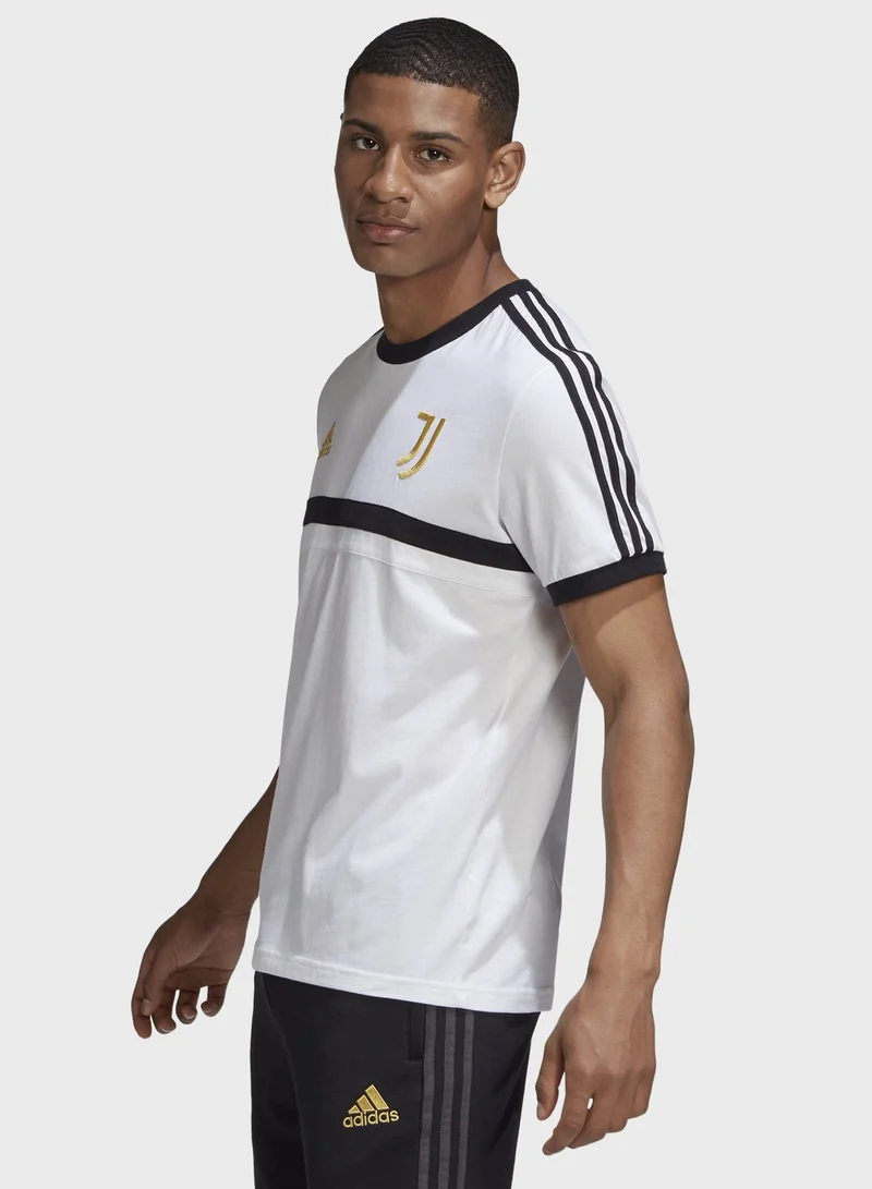 Adidas Juventus 3 Stripe T-Shirt