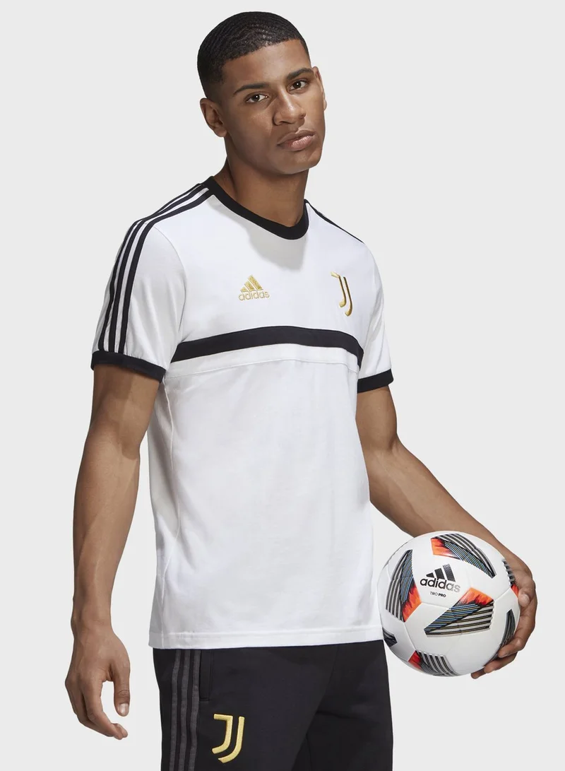 Adidas Juventus 3 Stripe T-Shirt