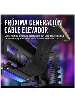 Generic GPU Vertical Mount PCIe 4.0 Graphic Card Holder with 5V 3 Pin ARGB LED Module, Video Card VGA Support Kit with PCIe 4.0 X16 Gen4 17cm/6.69in Riser Cable 90 Degree Right Angle(Black)  - Image 3